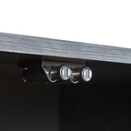 Modern 64-Inch Wavy TV Cabinet with LED Lights, Black, Particleboard and MDF, 64''W x 15''D x 24''H