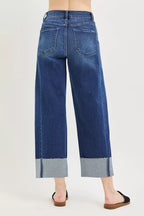 RISEN Full Size Slouchy Crop Barrel Cuffed Jeans Plus Size