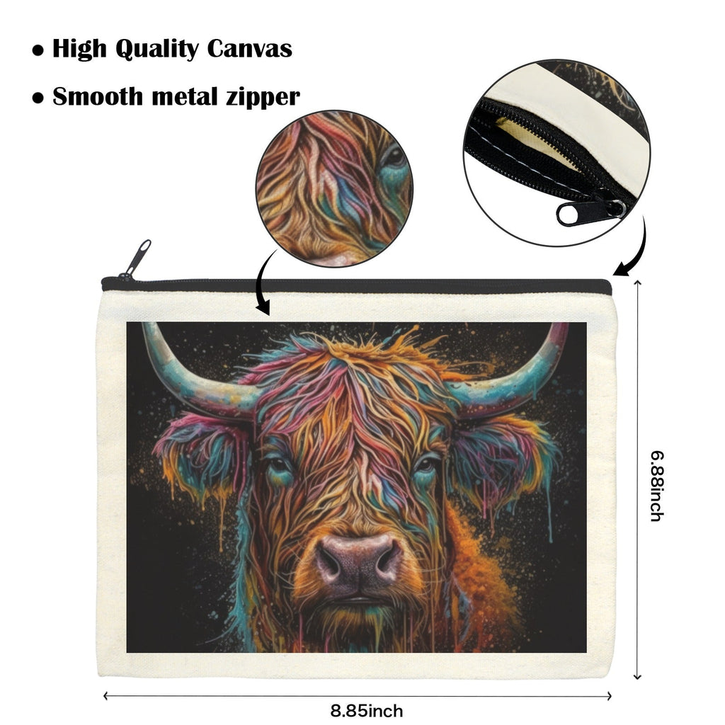 Painted Highland Cow Cosmetic Bag Pack of 5 Made in America Baha Ranch Western Wear