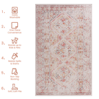 NAAR MAVAL Beige Washable Rug 5x8 Area Rug (Beige, 5' x 8')
