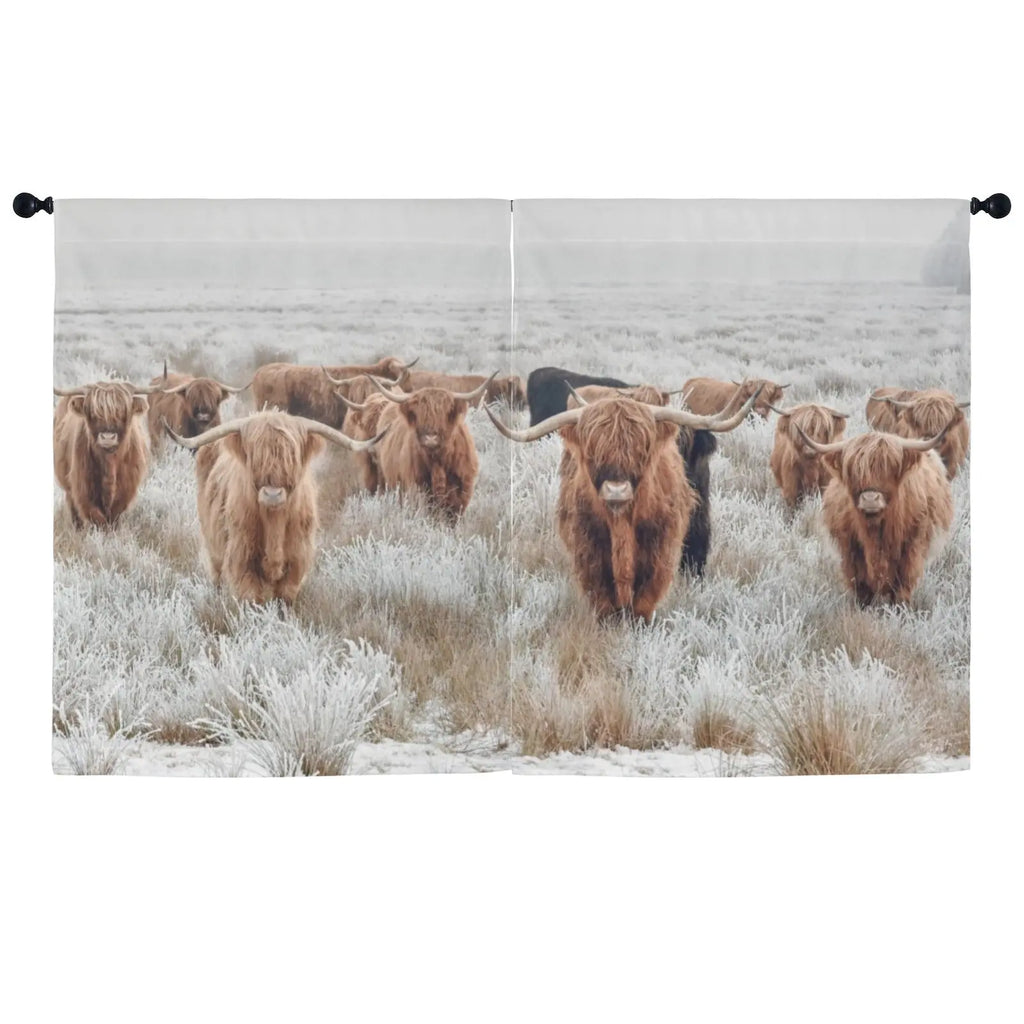 Highland Cows Window Curtain 52"x63" (2-Piece) Made in America Baha Ranch Western Wear