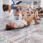 NAAR PAYAS Collection 2X8 Beige / Geometric Runner Rug