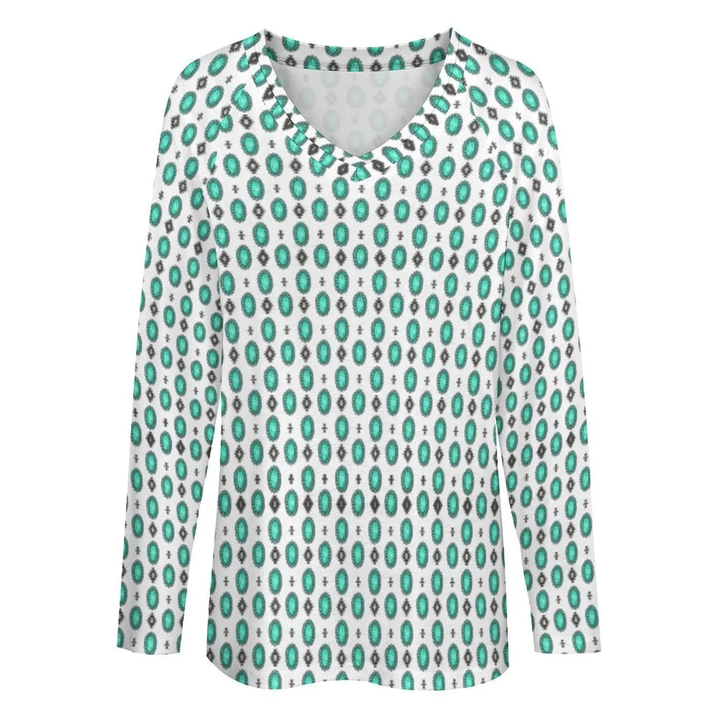 Baha Ranch Turquoise Concho Long Sleeve Top Baha Ranch Western Wear