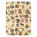 Baha Ranch Vintage Cowboy Collage Ultra-Soft Micro Fleece Blanket 60" x 80" Made in America Baha Ranch Western Wear