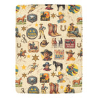 Baha Ranch Vintage Cowboy Collage Ultra-Soft Micro Fleece Blanket 60" x 80" Made in America Baha Ranch Western Wear