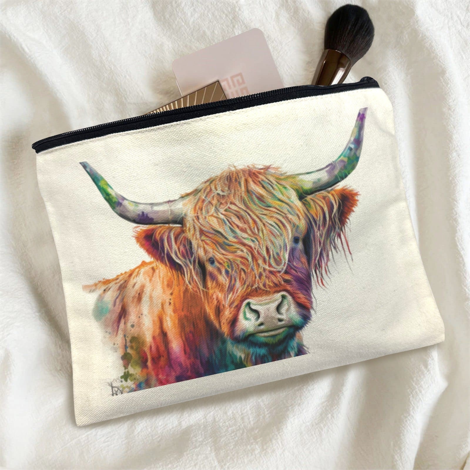 Watercolor Highland Cosmetic Bag Pack of 5 Made in America Baha Ranch Western Wear