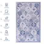 NAAR MAVAL Blue Washable Rug 5x8 Area Rug (Blue, 5' x 8')