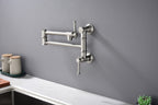 Wall mounted Pot Filler Faucet, Modern Brass Pot Filler Two-Attachment Wall Mount Folding Kitchen Pot Filler Swing Arm