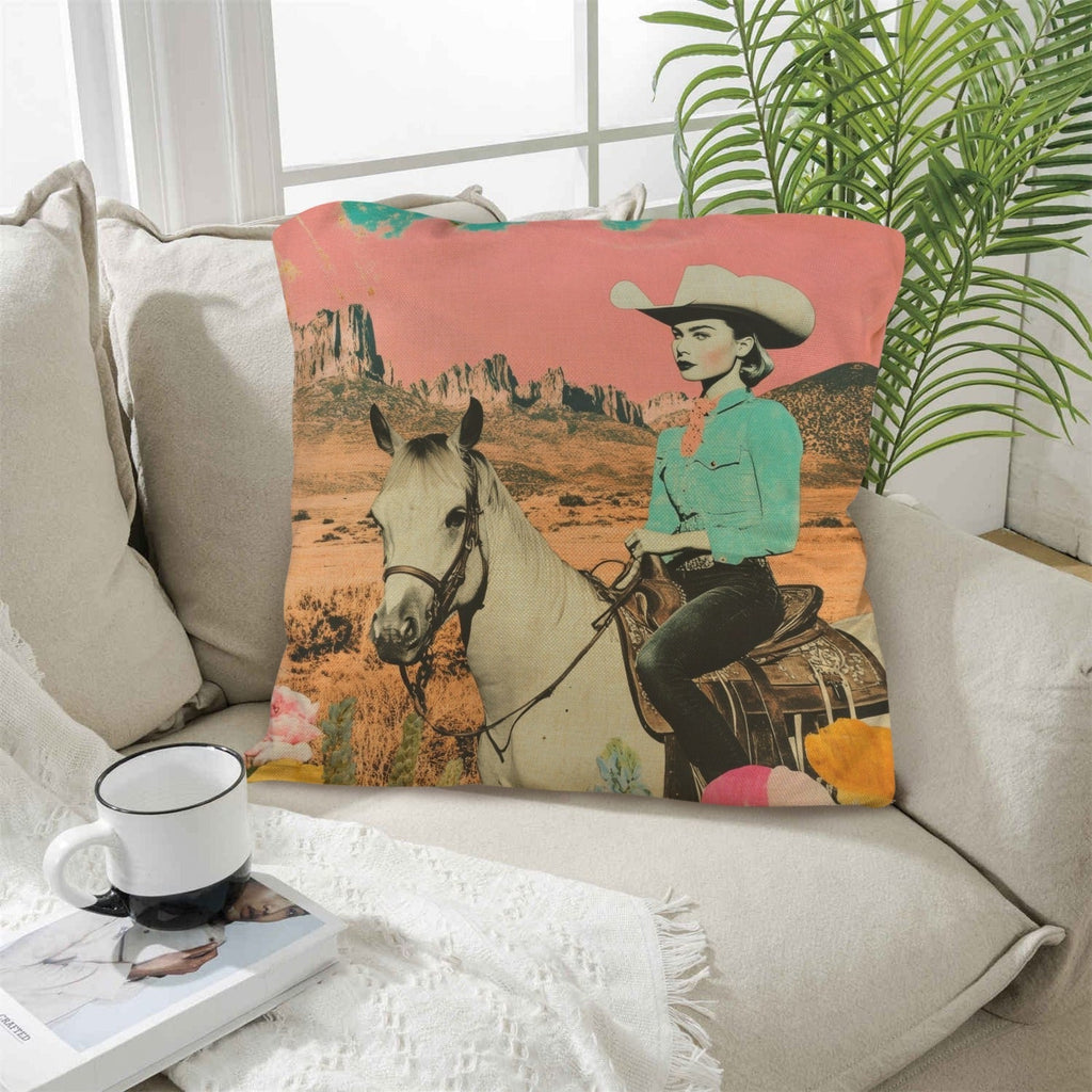 Baha Ranch Retro Pop Western Ride Cowgirl Pillow Case Made in America Baha Ranch Western Wear