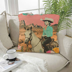 Baha Ranch Retro Pop Western Ride Cowgirl Pillow Case Made in America Baha Ranch Western Wear