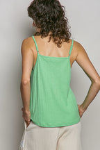 POL Lace Detail V-Neck Textured Knit Cami