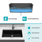 Quartz Kitchen Sink - 28' x 19' Black Granite Composite Workstation Undermount