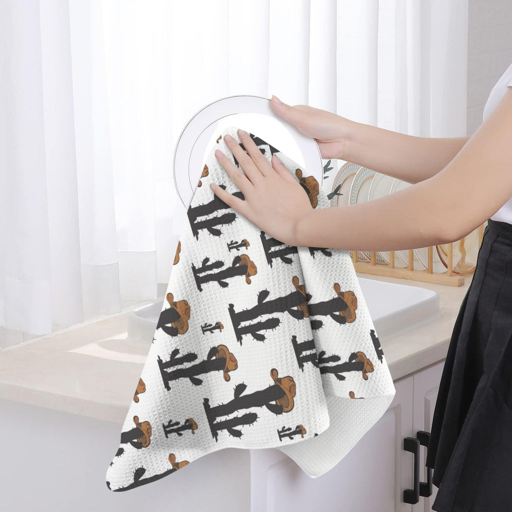 Cowboy Cactus Set of 2 Kitchen Dish Towels Made in America Baha Ranch Western Wear
