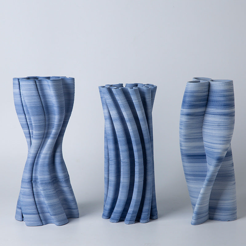 Blue And White Ceramic Large Vase Model Room Living Room Decoration Flower Arrangement