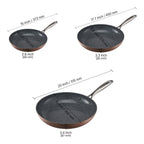 3 Piece Frying Pan Aluminum Skillet Set 8 10 12 in Handle Pre-Seasoned Grey