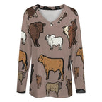 Baha Ranch Western Print Cows Cattle Long Sleeve Top Baha Ranch Western Wear