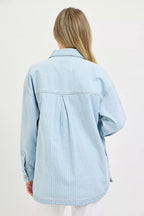 RISEN Oversized Stripe Denim Shaket