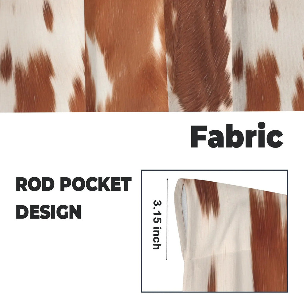 Cowhide Print Window Curtains 28"x40" (2-Piece) Made in America Baha Ranch Western Wear