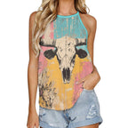 Baha Ranch Bull Skull Retro Pop Western Tank Top Baha Ranch Western Wear