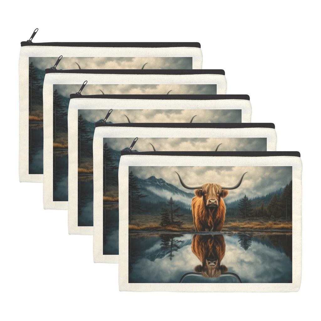 Baha Ranch Reflection Highland Cow Cosmetic Bag Made in America Baha Ranch Western Wear