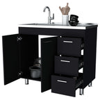 Wenge 2-Door 3-Drawer Kitchen Cabinet