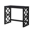 Desks and Stool Set 3pc Black Finish Rolling Desk with Casters, 2 Charging ports Home Office Furniture