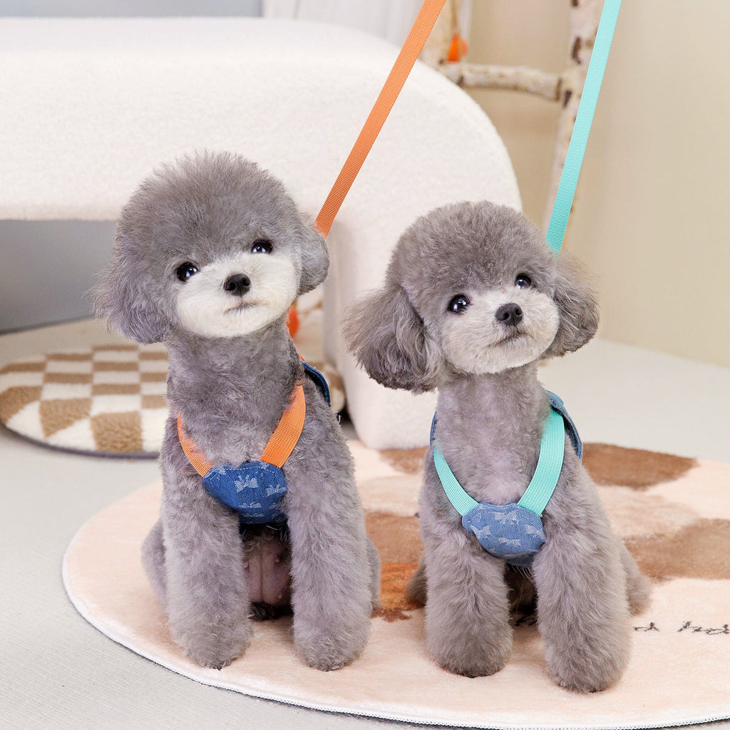 Pet's Chest-back Full Bottom Bow Denim