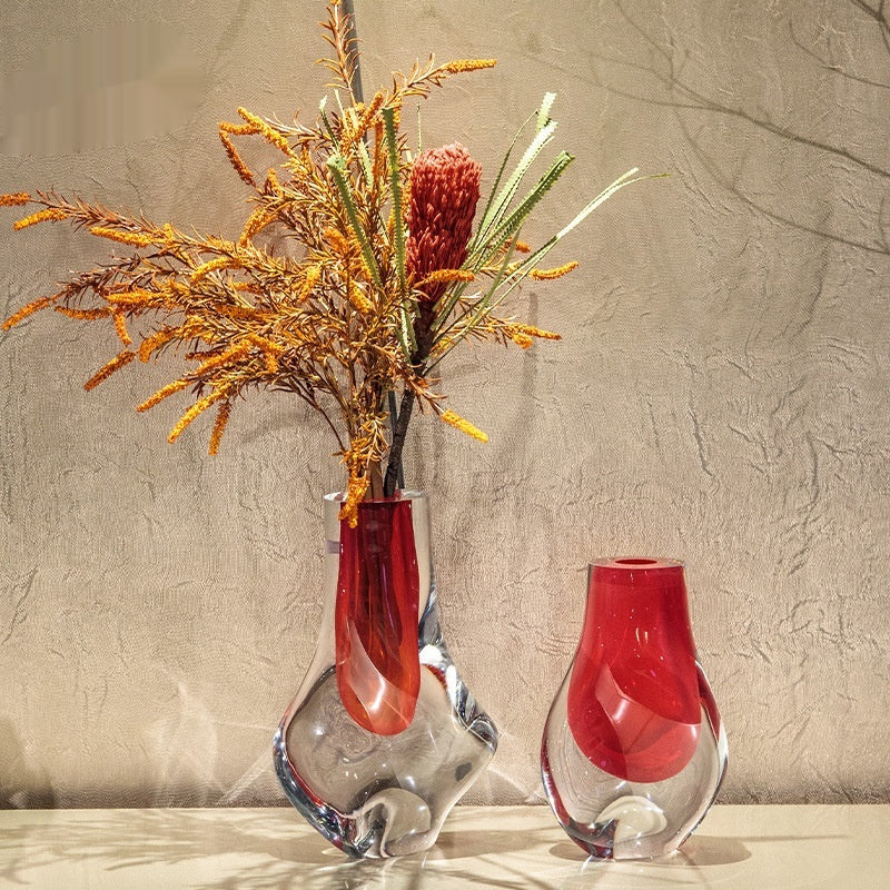 Colored Glass Vase Ornament Dining Table Flower Arrangement Decoration