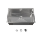 Stainless Steel Kitchen Sink, 30″x19″ Drop In Single Bowl, Undermount Handmade Sink in Brushed Nickel, with US Standard Drain and Hook, LS-SSBR05