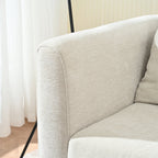 Modern Chenille Accent Chair, Upholstered Armchair for Living Room, Mid Century Fabric Lounge Chair w/Pillow, Comfortable Reading Chair with Wood Legs for Living Room, Bedroom, Reception Room (Beige)