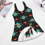 Baha Ranch Turquoise Orange Aztec Skirted Swimsuit Baha Ranch Western Wear