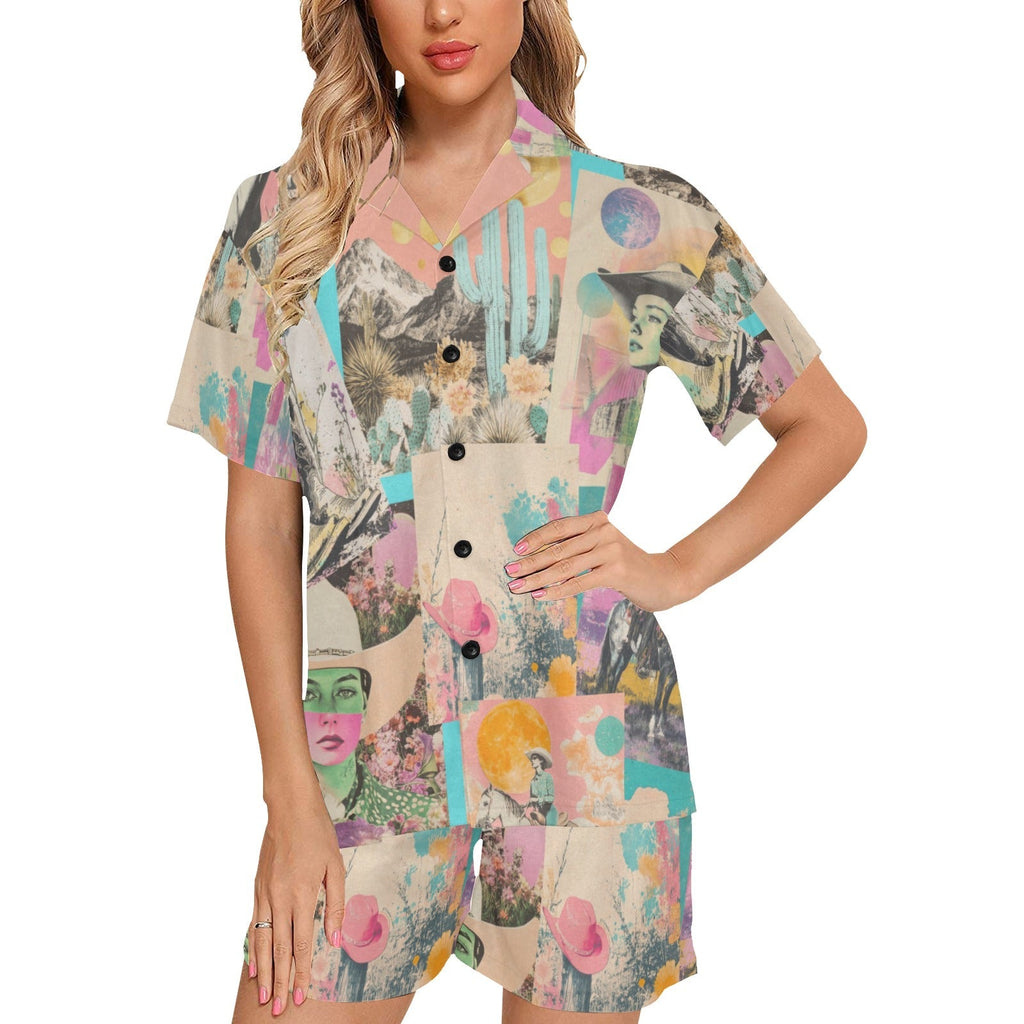 Baha Ranch Retro Pop Western Collage Pajama Set Baha Ranch Western Wear
