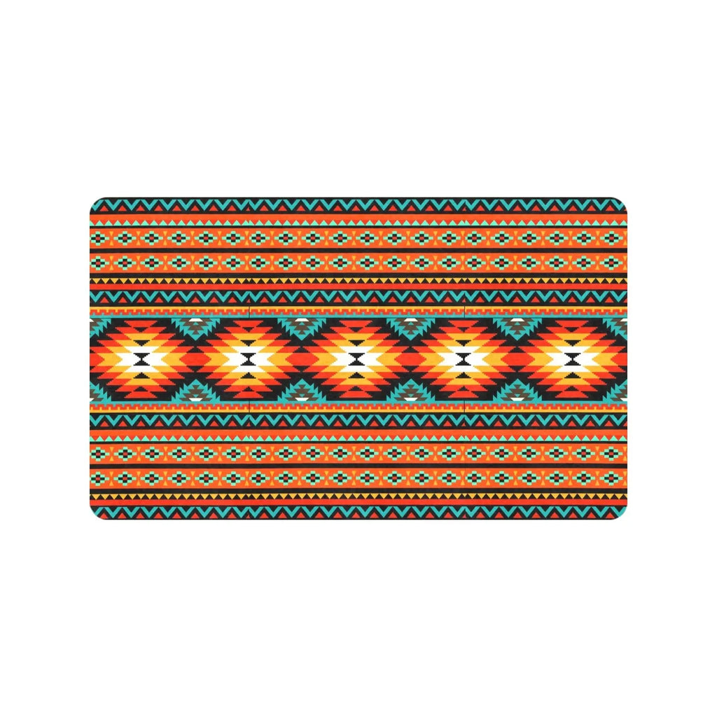 Orange Aztec Floor Mat 30" x 18" Made in America Baha Ranch Western Wear