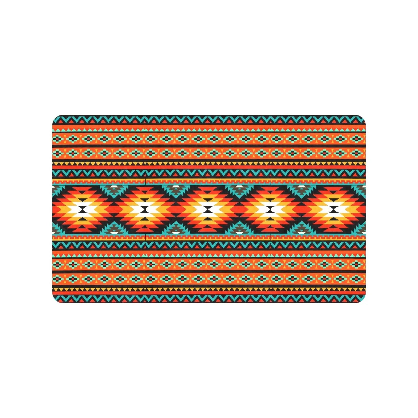 Orange Aztec Floor Mat 30" x 18" Made in America Baha Ranch Western Wear