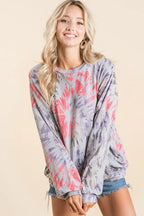 BiBi Tie Dye Print Terry Pull Over