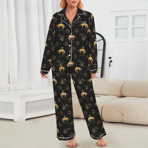 Baha Ranch All Cowboy Western Satin Long Pajamas Baha Ranch Western Wear