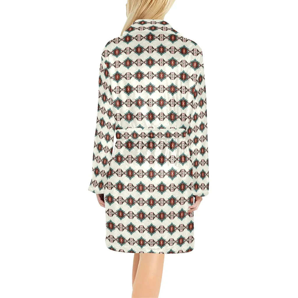 White Aztec Women's Western Bath Robe Baha Ranch Western Wear