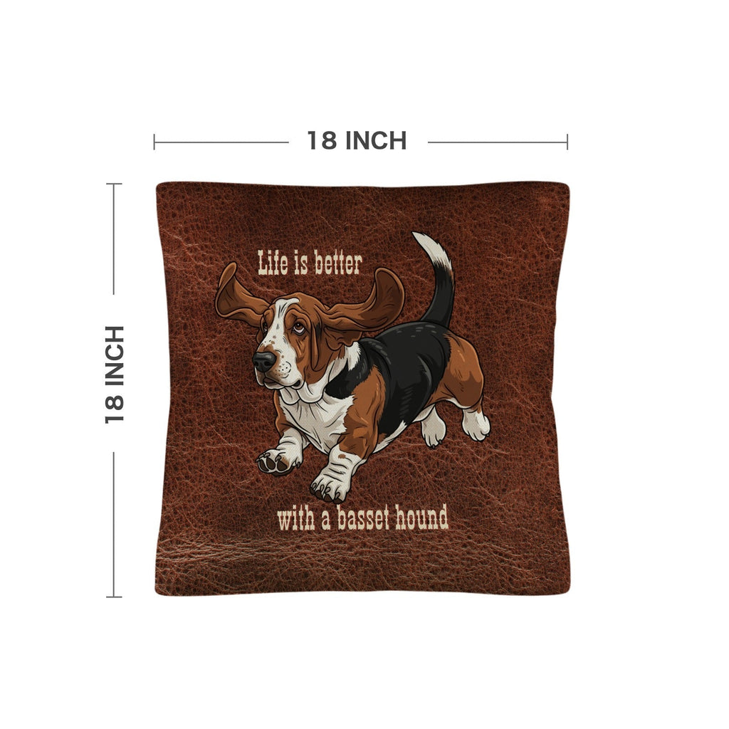 Baha Ranch Basset Hound Life is Better Throw Pillow Case Made in America Baha Ranch Western Wear