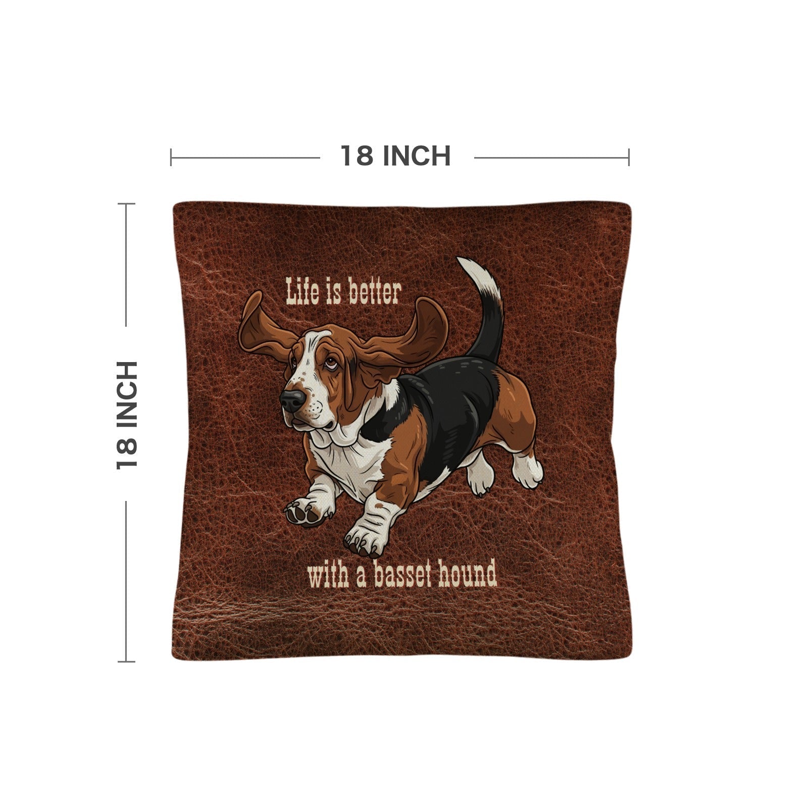 Baha Ranch Basset Hound Life is Better Throw Pillow Case Made in America Baha Ranch Western Wear