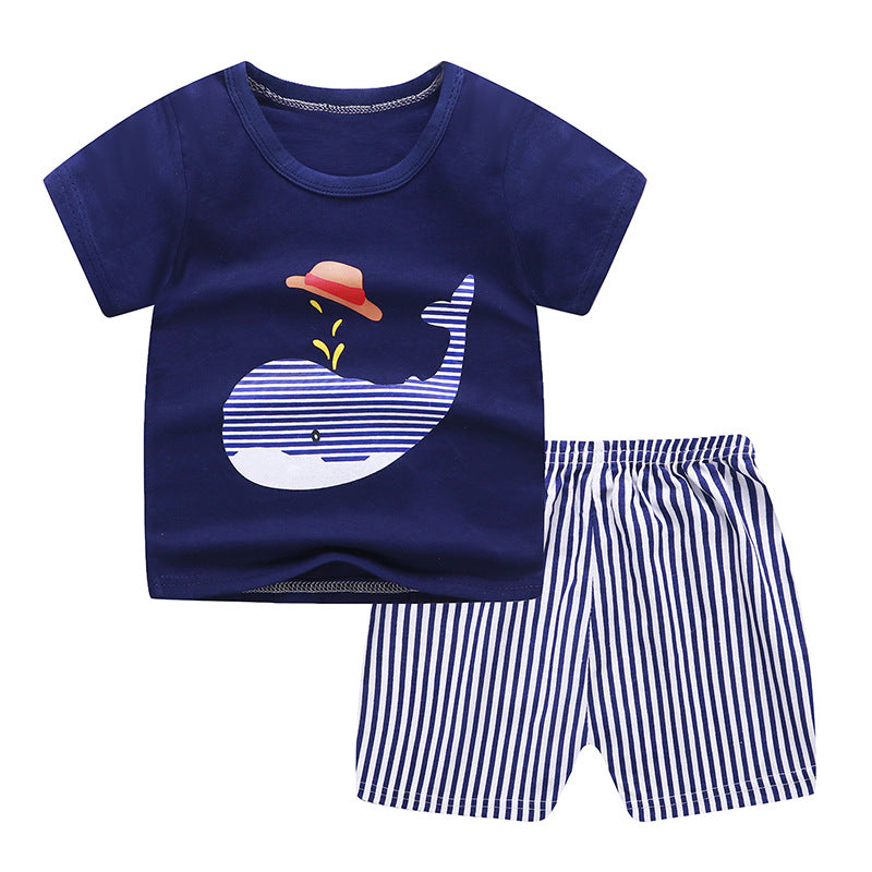 New Children's Short Sleeved Suit Baby  Cotton Short Sleeved