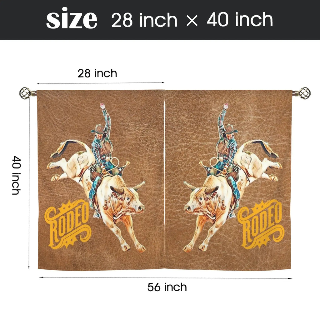 Rodeo Bullrider Window Curtains 28"x40" (2-Piece) Made in America Baha Ranch Western Wear