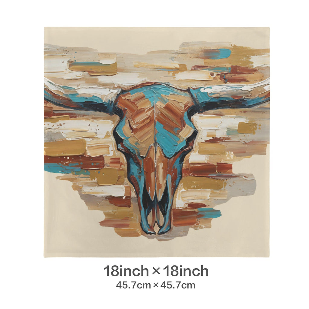 Baha Ranch Painted Tan Longhorn Velvety Soft Pillow Case Made in America Baha Ranch Western Wear