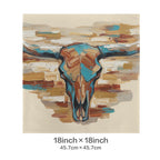 Baha Ranch Painted Tan Longhorn Velvety Soft Pillow Case Made in America Baha Ranch Western Wear