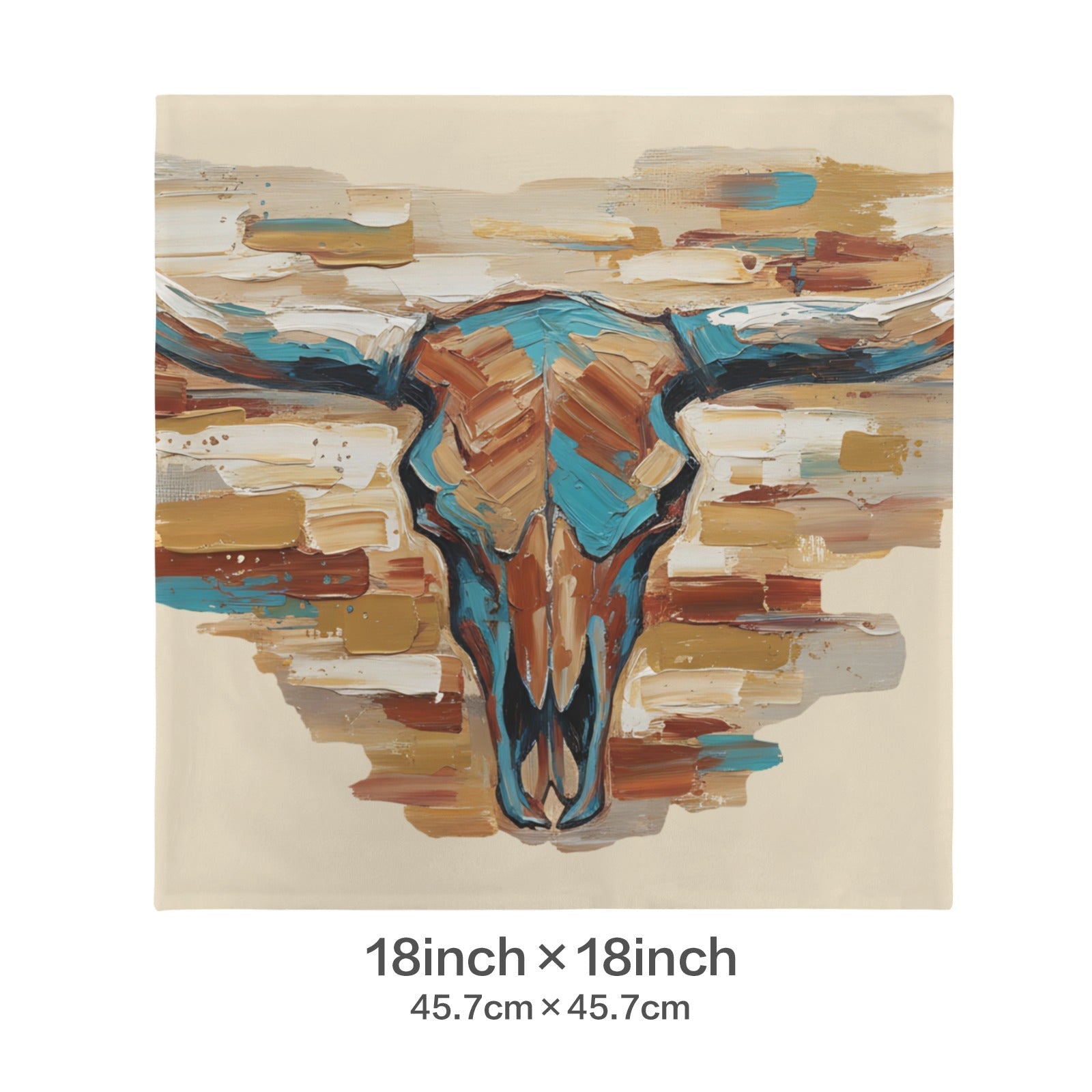 Baha Ranch Painted Tan Longhorn Velvety Soft Pillow Case Made in America Baha Ranch Western Wear