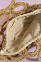 Fame Straw Round Pattern Mesh Hand Bag
