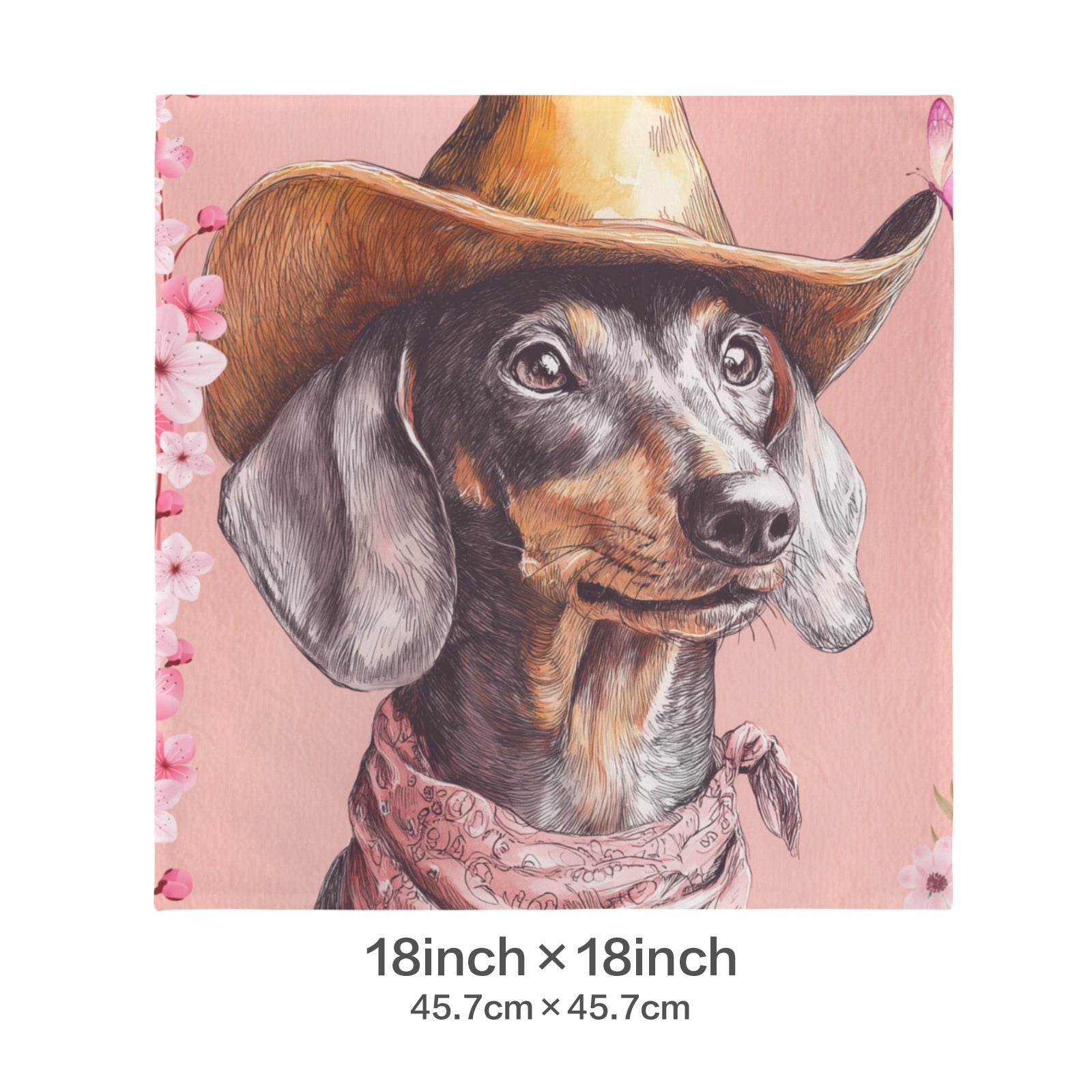 Baha Ranch Cowgirl Dachsund  Velvety Soft Throw Pillow Case Made in America Baha Ranch Western Wear
