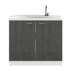 Salento Freestanding Sink, Double Door Cabinet, White / Smokey Oak