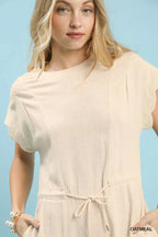 Umgee Linen Blend Scallop Hem Mini Dress
