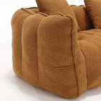 Cozy Beanbag Chair with High Resilience Foam Core for Two - Yellow Chenille, 66x35x25 inches
