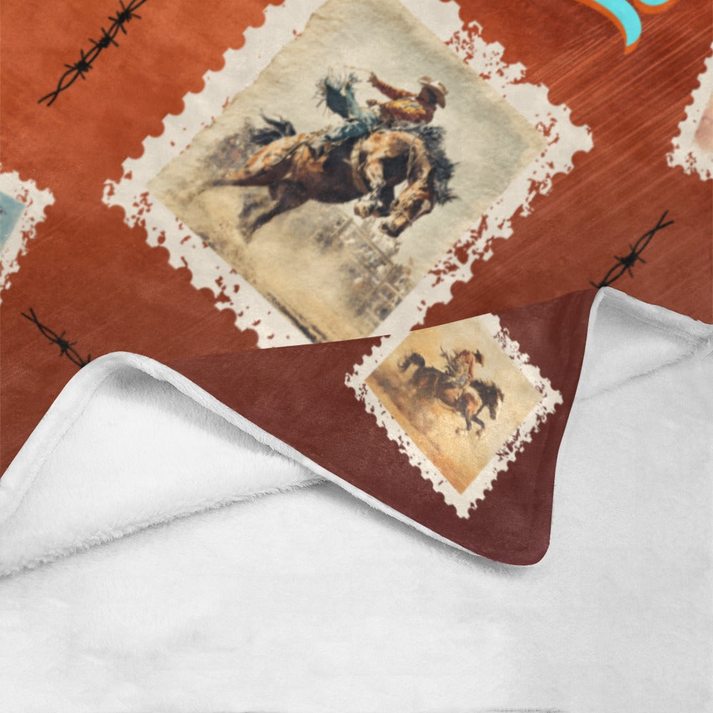 Old Rodeo Western Throw Blanket 60" x 80" Ultra Soft Made in America Baha Ranch Western Wear